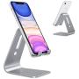 Upgraded Aluminum Cell Phone Stand, OMOTON C1 Durable Cellphone Dock with Protective Pads, Smart Stand Designed for iPhone 11 Pro Max XR XS 8 Plus 7 SE, iPad Mini, Android Phones,Grey