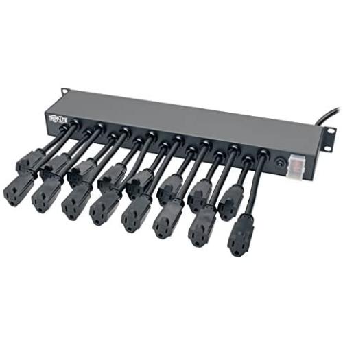 TRIPP LITE PS1916D1U 120V 16 Outlet 1U Rack-Mount AC, 15 Cord 15A Charger Power Strip, Black