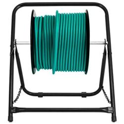 AdirPro Durable Single Axle Cable Caddy - Commercial Industrial Grade Steel Wire Dispenser - Compact Design Holds Cable Reels Up to 20'' Diameter and 100 lb Capacity (Black)