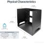StarTech.com 8U Open Frame Wall Mount Network Rack w/ Built in Shelf - 2-Post Adjustable Depth (12'' to 18'') Equipment Rack - 75.2lbs (WALLSHELF8U),Black