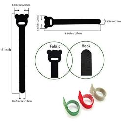 40 Pcs Black Reusable Fastening Cable Ties with Hook and Loop, Multi-Purpose Cable Straps Wire Ties Cable Management, Adjustable Fastening Cord Ties for Computer/TV/Electronics