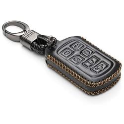 Vitodeco Genuine Leather Smart Key Keyless Remote Entry Fob Case Cover with Key Chain for 2011-2020 Toyota Sienna (6 Buttons, Black)