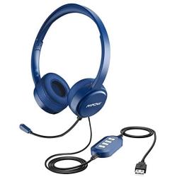 Mpow 071 USB Headset/ 3.5mm Computer Headset with Microphone Noise Cancelling, Lightweight PC Headset Wired Headphones, Business Headset for Skype, Webinar, Cell Phone, Call Center