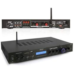 Pyle - 5 Channel Rack Mount Bluetooth Receiver, Home Theater Amp, Speaker Amplifier, Bluetooth Wireless Streaming, MP3/USB/SD/AUX/FM Radio, 200 Watt, w/ Digital ID3 LCD Display from - PDA7BU,Black