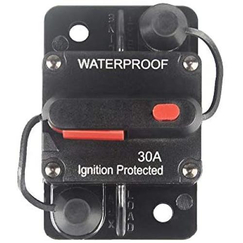 WOHHOM 30 Amp Circuit Breaker with Manual Reset 12V-36V DC Waterproof Surface Mount for Car Audio Rv Marine Boat Truck Trolling Motors, 30-300A Car Speaker Resettable Fuse
