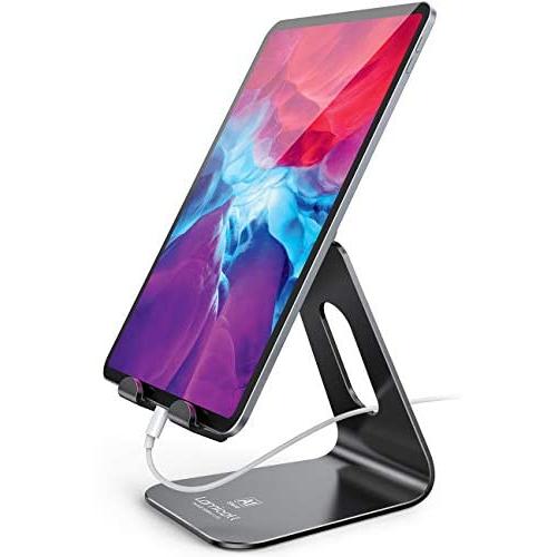 Tablet Stand Multi-Angle, Lamicall Tablet Holder: Desktop Adjustable Dock Cradle Compatible with Tablets Such As iPad Air Mini Pro, Phone XS Max XR X 6 7 8 Plus More Tablets (4-13 Inch) - Black