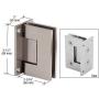 CRL Geneva 037 Series Brushed Nickel Wall Mount Full Back Plate Standard Hinge