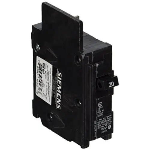 Siemens BQ1B020 20-Amp Single Pole 120-Volt10KAIC Lug Out Breaker, Black