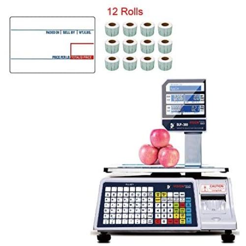 VisionTechShop DLP-300 Label Printing Scale Pole Display, 30/60lbs Capacity, 0.01/0.02lbs, NTEP Legal for Trade with a Free 1 case CAS LST-8010 UPC Label, 58 x 40mm