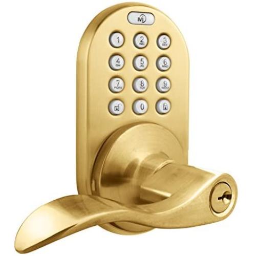 MiLocks Keypad Lever Handle, Polished Brass