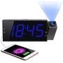 Projection Digital Alarm Clock for Bedroom, Large LED Alarm Clock Projection on Ceiling Wall, 180°Projector,Dimmer,USB Charger,Battery Backup Loud Dual Alarm Clock for Heavy Sleeper Kid Elderly