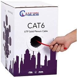 CAT6 Plenum Cable 1000ft (CMP) | Easy to Pull Fluke Tested Plenum Rated Wire | 23AWG Solid 550MHz, 4Pair 10Gigabit UTP Internet Cable, Available in Multi Colors (Red)