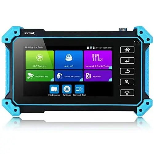 Rsrteng IP Camera Tester, IPC-5100 Plus 8MP AHD CVI TVI CVBS IP Camera Test 4K HD Display Video Monitor 5inch IPS Touch Screen IPC Tester Support POE PTZ WiFi RS485 HDMI & VGA Input DC12V Output