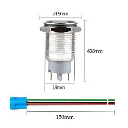 DaFuRui 2Pack 19mm 12V (Blue) Latching Self-Locking Pushbutton Switch ON/Off Silver Stainless Steel with Blue LED Suitable for 19mm 0.75'' Mounting Hole