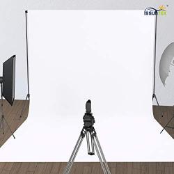 Issuntex 5X6.5 ft White Background Backdrop,Photo Studio,Collapsible High Density Screen for Video Photography and Television