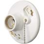 Leviton 9726-C2 One-Piece Glazed Porcelain Outlet Box Mount Incandescent Lampholder, Pull Chain, Top Wired, White