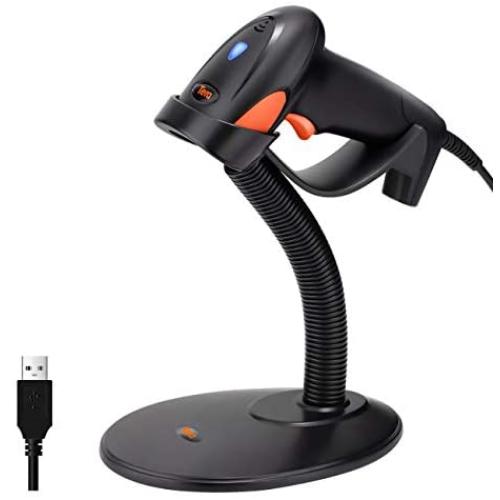 Tera Pro Barcode Scanner with Smart Stand 1D Wired Handheld Laser Bar Code Reader Auto Sensing Super Fast Precise Scanning Plug and Play Read Ultra Long Barcode