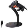 Tera Pro Barcode Scanner with Smart Stand 1D Wired Handheld Laser Bar Code Reader Auto Sensing Super Fast Precise Scanning Plug and Play Read Ultra Long Barcode