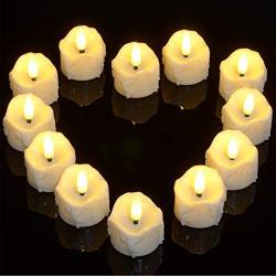 Battery Operated Candles with Timer, Punasi Set of 12 LED Flameless Candles Realistic Electronic Tea Lights with Fake Candle Wax & Wicks for Home Room Party Festival Decor - Warm White