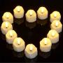 Battery Operated Candles with Timer, Punasi Set of 12 LED Flameless Candles Realistic Electronic Tea Lights with Fake Candle Wax & Wicks for Home Room Party Festival Decor - Warm White
