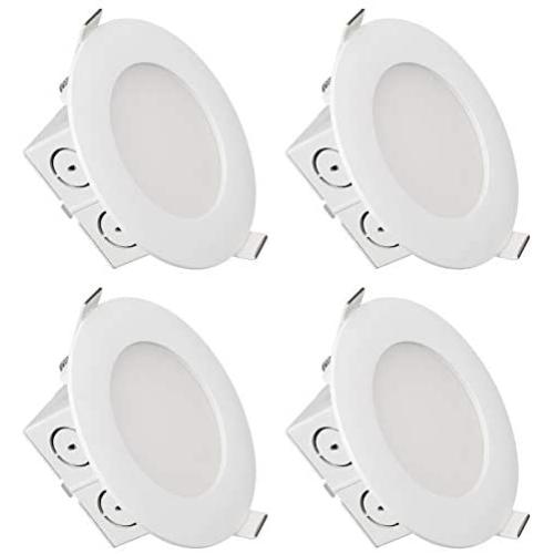 TORCHSTAR Ultra-Thin 4 Inch Recessed LED Downlight, Dimmable Integrated Junction Box, 9W=65W Eqv, 650lm, 3000K Warm White, Airtight, UL & Energy Star Listed, 5 Years Warranty, Pack of 4