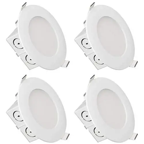 TORCHSTAR Ultra-Thin 4 Inch Recessed LED Downlight, Dimmable Integrated Junction Box, 9W=65W Eqv, 650lm, 3000K Warm White, Airtight, UL & Energy Star Listed, 5 Years Warranty, Pack of 4