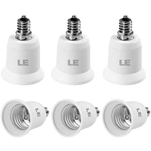 LE E17 to E26 Light Socket Adapter, Bulb Base Converter, Pack of 6