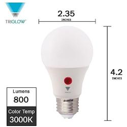 TriGlow T95201-3 LED Dusk-to-Dawn A19 Bulb, 9W (60W Equivalent) 800 Lumen, Non-Dimmable, Soft White 3000K, Dusk-to-Dawn LED Bulbs, 3-Pack