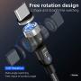 FIELUX Quick 360°+180° Rotation Magnetic Charging Cable Compatible with Micro, Type-C Charging Port Smartphones and i-Product Devices 3 in 1 (3.3 ft, Black)
