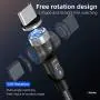FIELUX Quick 360°+180° Rotation Magnetic Charging Cable Compatible with Micro, Type-C Charging Port Smartphones and i-Product Devices 3 in 1 (3.3 ft, Black)