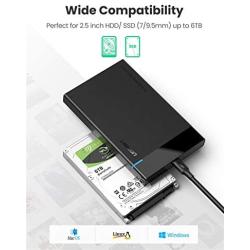 UGREEN 2.5'' Hard Drive Enclosure USB C 3.1 Gen 2 to SATA III 6Gbps for SSD HDD 9.5 7mm External Hard Drive Disk Case w UASP Compatible with WD Seagate Toshiba Samsung Hitachi PS4 Xbox Router