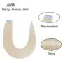 Creamily Tape in Human Hair Extensions 14inch Straight Platinum Blonde Seamless Invisible Double Sided Tape 100% Silky Adhesive Skin Weft Remy Human Hair Extensions for Women(#60,20pcs/40g)