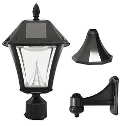 Gama Sonic Baytown II Outdoor Black Resin Solar Post/Wall Light with Warm-White LED