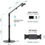 viozon Tablet Phone Overhead Stand, Height & 360 Degree Angle Adjustable, Aluminum Desktop Stand, Compatible with 3.5-10'' Cellphone or Tablet Such as iPhone iPad Pro Air Mini, Samsung, Nexus(AP-4PB)