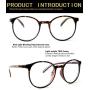 Blue Light Blocking Computer Glasses Round for Men/Women Anti Eyestrain Anti Glare Lens Lightweight Frame Eyeglasses Tortoise Frame UV400 Protection Clear Lens (No Magnification)