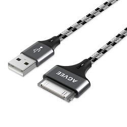 AGVEE Braided [4 Pack 3.3ft] 30 Pin Durable Fast Charger Cable, Slim Metal Shell End Case Friendly Charging Data Sync Cord for Phone 4/4S, Pad 1/2/3, Gray
