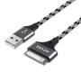 AGVEE Braided [4 Pack 3.3ft] 30 Pin Durable Fast Charger Cable, Slim Metal Shell End Case Friendly Charging Data Sync Cord for Phone 4/4S, Pad 1/2/3, Gray