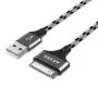 AGVEE Unbreakable Nylon Braided [3 Pack 3ft 6ft 10ft] 30 Pin Heavy Duty Fast Charger Cable, Slim Metal Shell End Case Friendly Charging Data Sync Cord for Phone 4/4S, Pad 1/2/3, Gray
