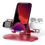3 in 1 Aluminum Charging Station for Apple Watch Charger Stand Dock for iWatch Series SE/6/5/4/3/2/1, iPad, AirPods Pro/2/1 and iPhone 12/11/Xs/X Max/XR/X/8/ 8P/7/7P/6S/6S(Red)