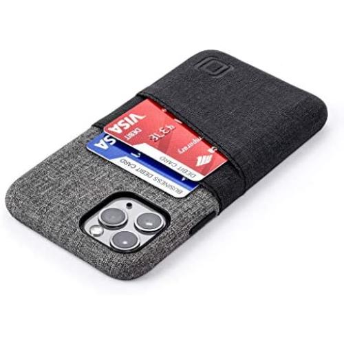 Dockem iPhone 11 Pro Wallet Case: Built-in Metal Plate for Magnetic Mounting & 2 Credit Card Holder Slots (5.8'' Luxe M2 Synthetic Leather, Black and Grey)