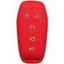 Coolbestda Silicone Key Skin Remote Fob Case Cover Bag Shell for Ford F-150 Lincoln Fusion MKZ Mustang MKC Smart 5 Buttons Key Red