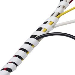 D-Line CTW2.5W Cable Management Wrap Cable Organiser | Tidy Cables, Cords & Wires in Home/Office | 2.5m Length, expands Around Cables 10-40mm, White