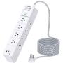 Power Strip Surge Protector - Addtam 12 Outlets(3-Side) and 3 USB Ports 5 Ft Long Extension Cord, Flat Plug Overload Surge Protection Outlet Strip, Wall Mount for Home, Office and More