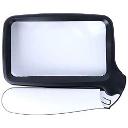 Large Handheld Page Magnifying Glass Folding Reading Magnifier with Light 2X with 5 LED Illuminated Lighted Jumbo Magnifier for Seniors Reading, Map, Macular Degeneration (2 Pack, Black and White)