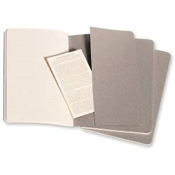 Moleskine Cahier Journal, Soft Cover, Large (5'' x 8.25'') Ruled/Lined, Pebble Grey, 80 Pages (Set of 3)