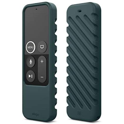 elago R3 Protective Case Compatible with Apple TV Siri Remote 4K (5th) / 4th Generation (Midnight Green) - Extra Protection, Durable Silicone, Lanyard Included, Full Access