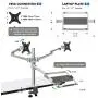 viozon Monitor and Laptop Mount, 3-in-1 Adjustable Triple Monitor Arm Desk Mounts, Dual Desk Arm Stand/Holder for 17 to 27 Inch LCD Computer Screens, Extra Tray Fits 12 to 17 Inch Laptops (OL-10T-S)