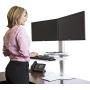 Uprite Ergo Sit2Stand Desktop Height Adjustable Workstation - Dual Monitor - Silver/White