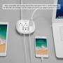 Power Strip 3 Outlets and 3 USB Ports with Switch Control, Desktop Charging Station with 5 ft Extension Cord, Compact for Nightstand, Office and Travel - White