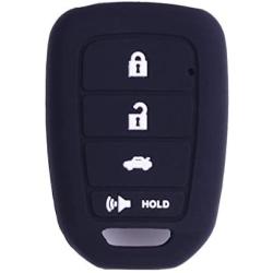 XUHANG Sillicone key fob Skin key Cover Remote Case Protector Shell for Honda Accord sports LX Civic HR-V CR-V 4 button black